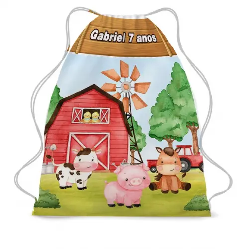 50 Mochila Saco Mochilinha Fazendinha Personalizada