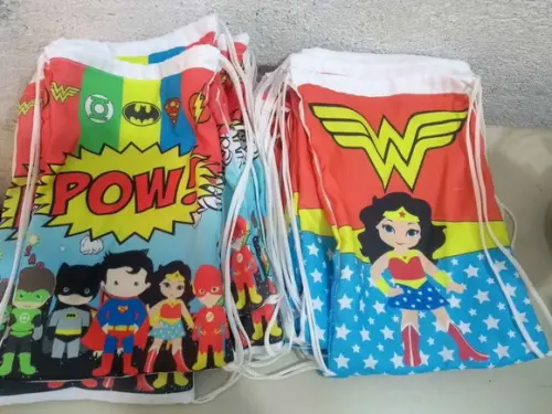 50 Mochila Saco Sacochila Lembrancinha Mulher Maravilha