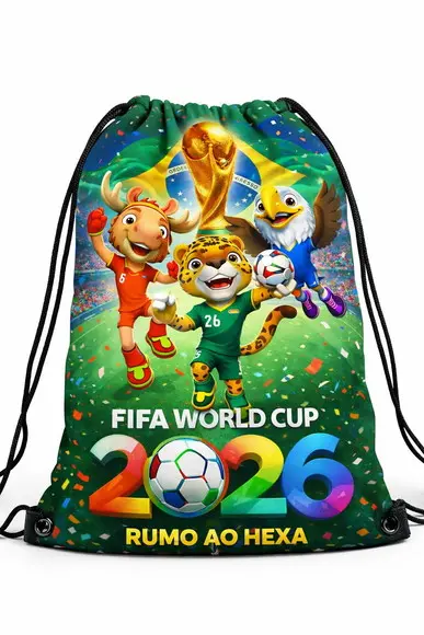 50 Mochila Saco Sacolinha Copa do Mundo 2026 - Personalizada