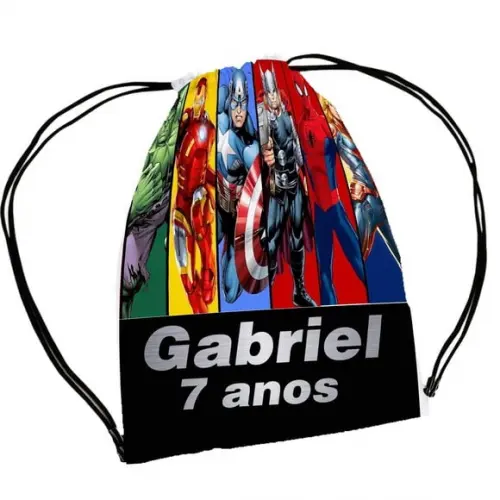 50 Mochila Saco Super Heróis Personalizada