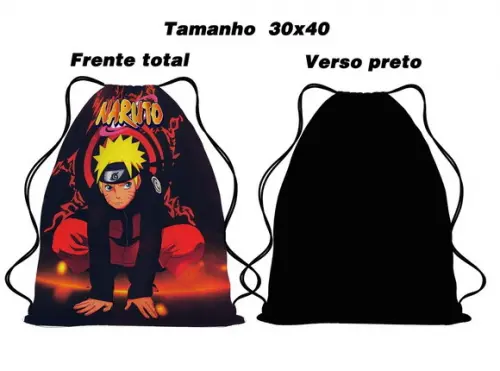 50 Sacochila Mochila Naruto Tamanho Grande 30x40
