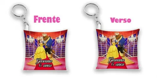 Almochaveiro Almofada Chaveiro a Bela e a Fera Personalizado
