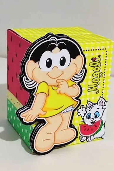 Caixa Cubo Aniversário Magali Personalizada Aplic 3