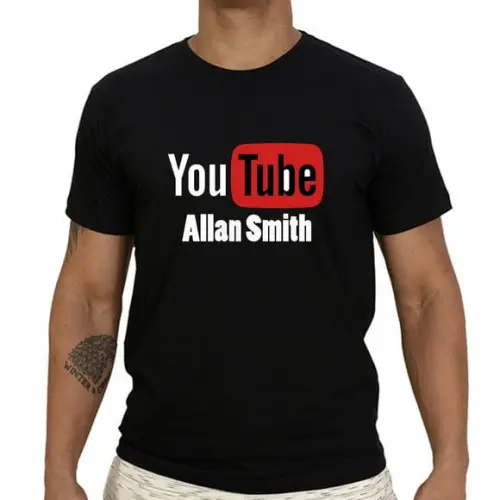 Camiseta Canal Youtube 100% Algodão Estampa em Silk