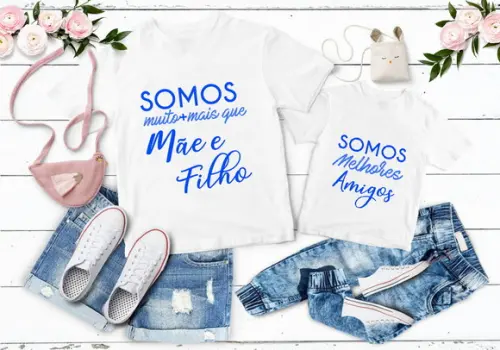 Camiseta Combinando Dia das Mães ? Kit 2 Peças Personalizada