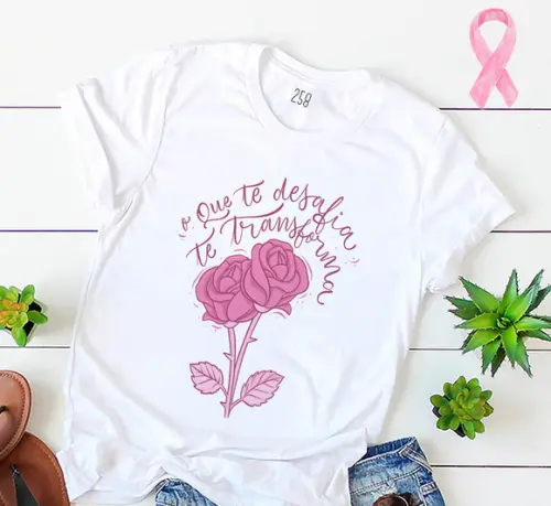 Camiseta Outubro Rosa Juntas na Luta Contra o Câncer de Mama