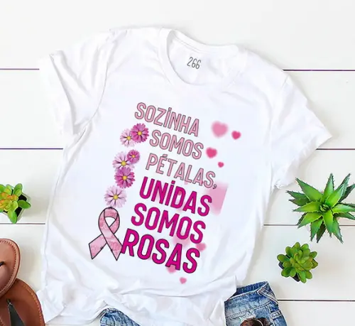 Camiseta Outubro Rosa de Conscientização Entre Nessa Luta