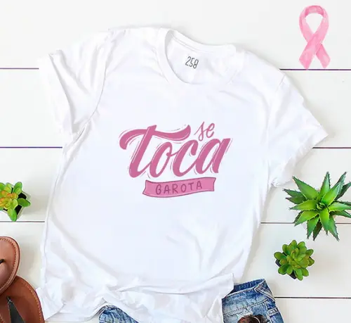 Camiseta Outubro Rosa Juntas na Luta Contra o Câncer de Mama