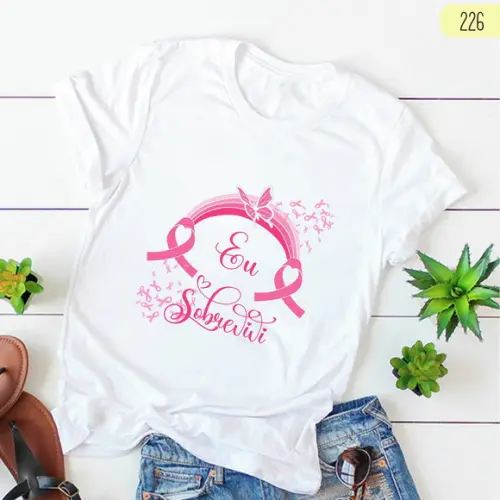 Camiseta Outubro Rosa Prevenção e Amor à Vida