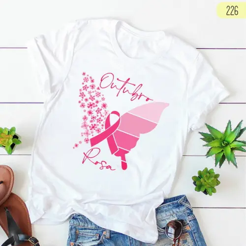 Camiseta Outubro Rosa Prevenção e Amor à Vida