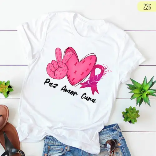 Camiseta Outubro Rosa Prevenção e Amor à Vida