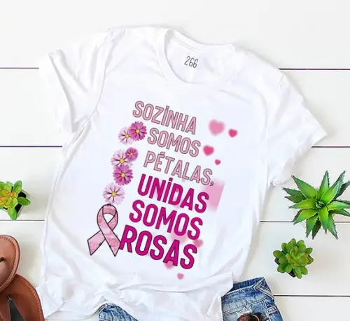 Camiseta Personalizada Outubro Rosa Conscientização
