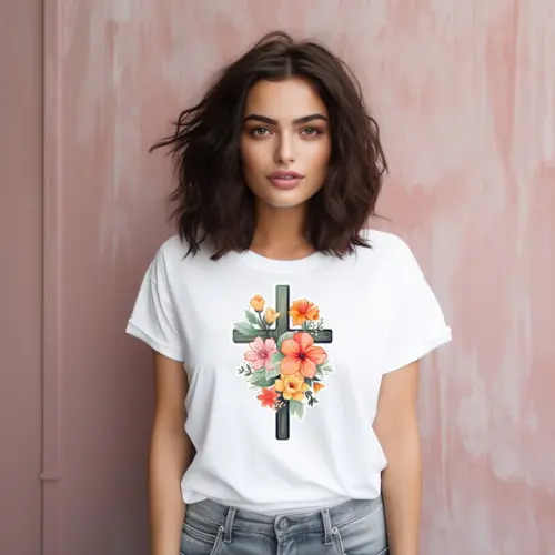 Camiseta Religiosa Estampa Cruz Gospel /ref S.o5 C05