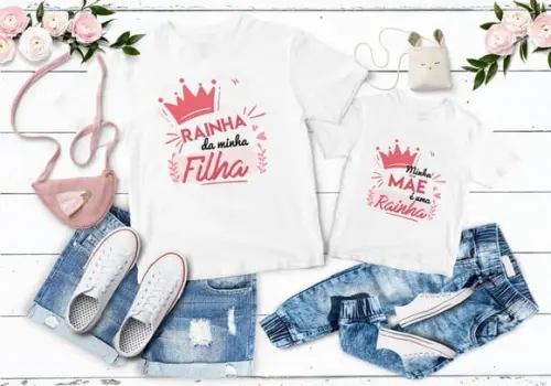 Camisetas Mãe e Filho(a) Presonalizada ? Kit com 2 Dia das