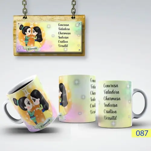 Caneca de Porcelana Signos do Zodíaco-princesas 325ml