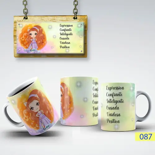 Caneca de Porcelana Signos do Zodíaco-princesas 325ml