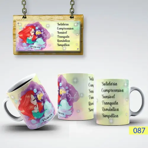Caneca de Porcelana Signos do Zodíaco-princesas 325ml