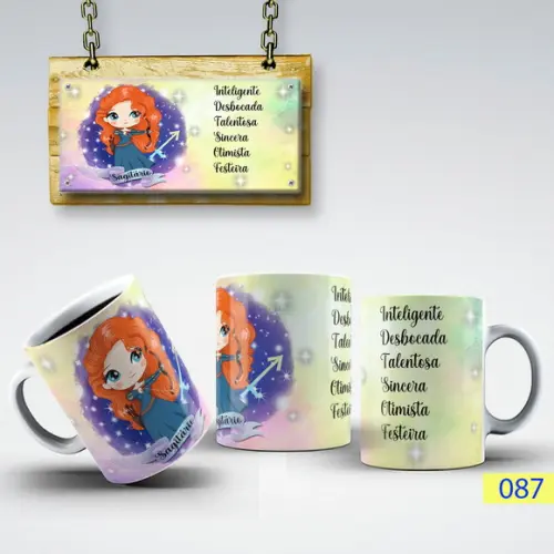 Caneca de Porcelana Signos do Zodíaco-princesas 325ml