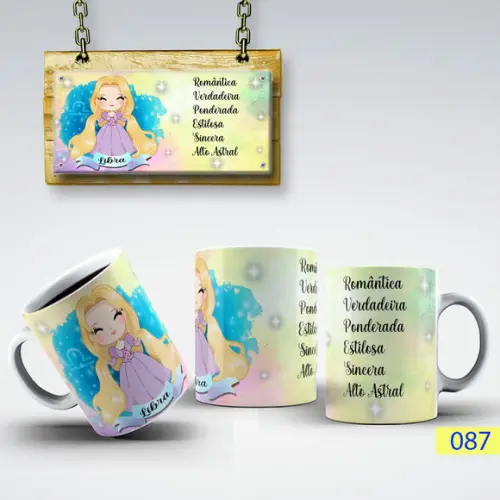 Caneca de Porcelana Signos do Zodíaco-princesas 325ml