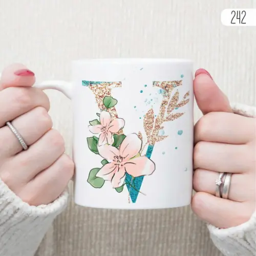 Caneca Floral Alfabeto com Frase