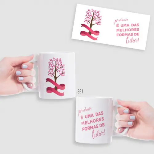 Caneca Outubro Rosa: Amor e Prevenção Todos os Dias