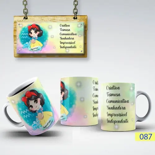 Caneca Signo Princesas- Porcelana Presente Criativo