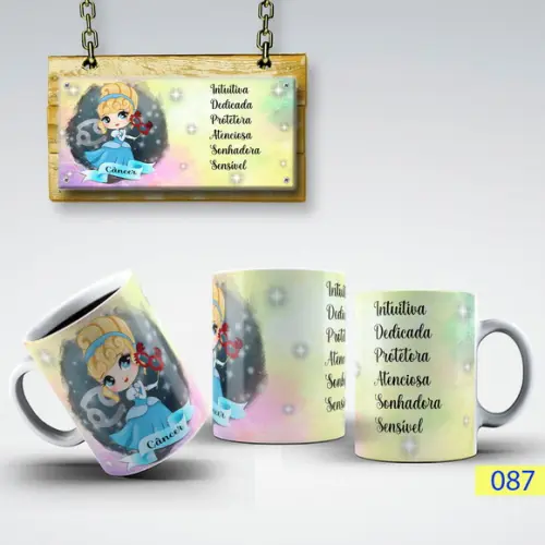 Caneca Signo Princesas- Porcelana Presente Criativo