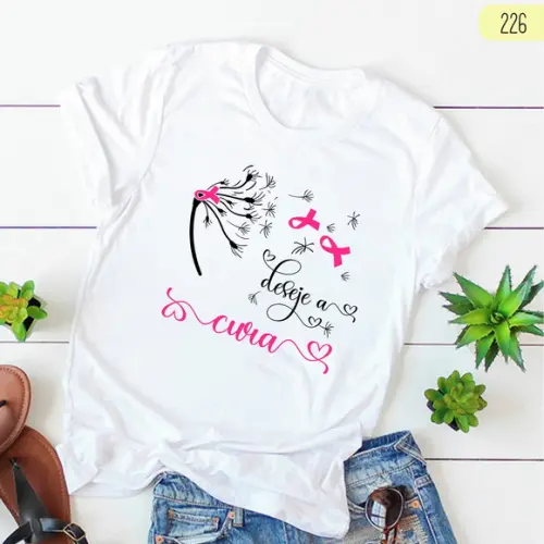 com Estilo e Conscientização Camiseta Outubro Rosa