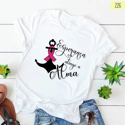 com Estilo e Conscientização Camiseta Outubro Rosa