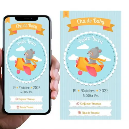 Convite Digital Chá de Revelação Personalizado