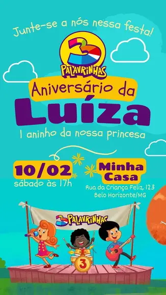 Convite 3 Palavrinha Impresso + Digital