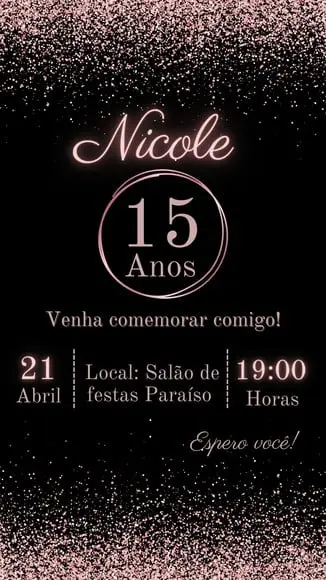 Convite Digital 15 Anos Personalizado