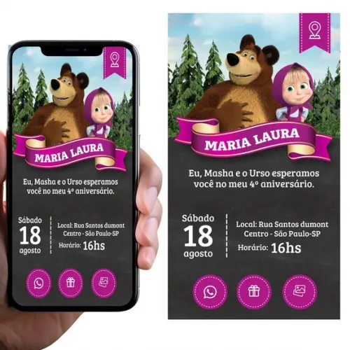 Convite Digita Lmacha e o Urso Personalizado