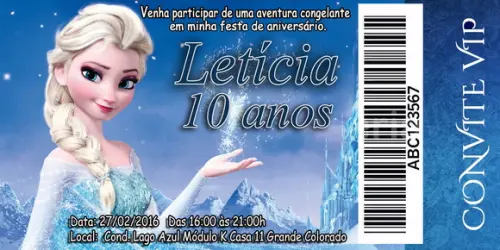 Convite Frozen Personalizado 14x6,5