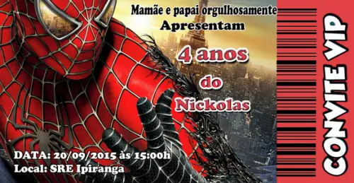 Convite Homem Aranha Personalizado 14x6,5