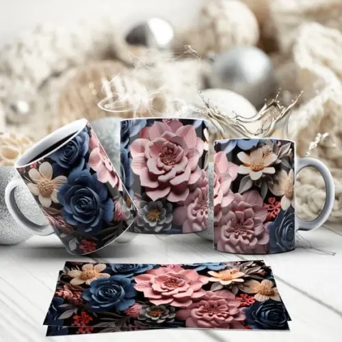 Kit 2 Canecas de Porcelana Floral ? Elegância para Seu Café