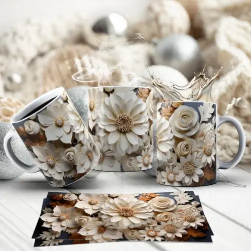 Kit 2 Canecas de Porcelana Floral ? Elegância para Seu Café