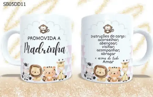 Kit 2 Canecas de Porcelana-promovida a Madrinha e Padrinho