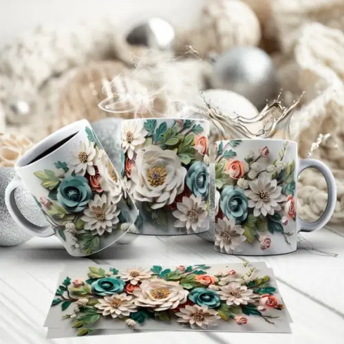 Kit 2 Canecas de Porcelana Floral ? Elegância para Seu Café