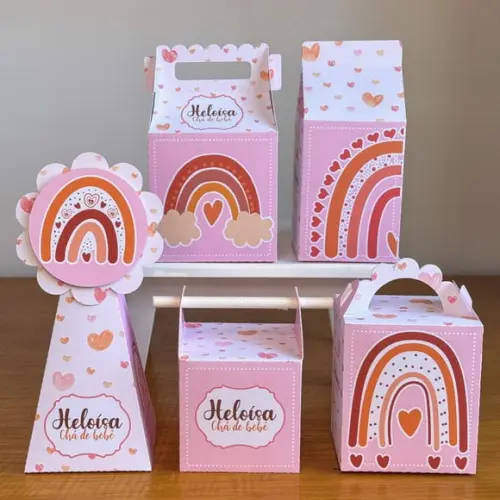 Kit 20 Caixas Arco Iris Personalizada (pegue e Monte)
