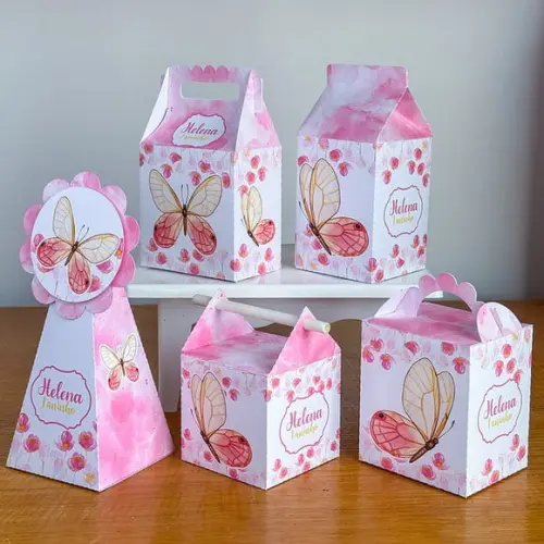 Kit 25 Itens Pegue e Monte Borboletas Personalizado