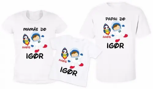 Kit 3 Camisetas Astronauta Personalizadas