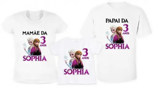 Kit 3 Camisetas Frozen Olaf Personalizadas