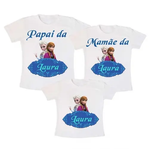 Kit 3 Camisetas Frozen Personalizadas