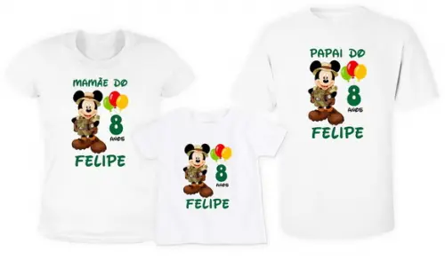 Kit 3 Camisetas Mickey Personalizada