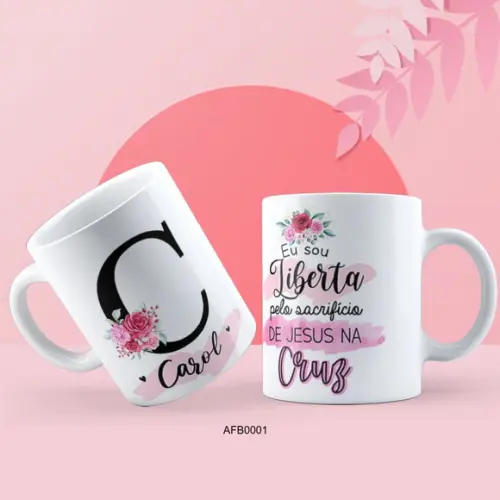 Kit 3 Canecas Alfabeto com Frase Evangelica -afb0001