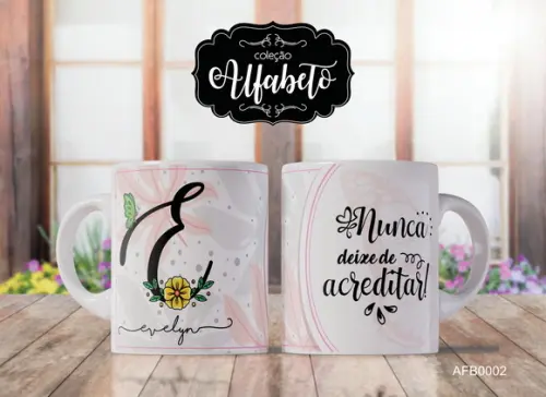 Kit 4 Canecas Alfabeto com Frase Borboletas -afb0002