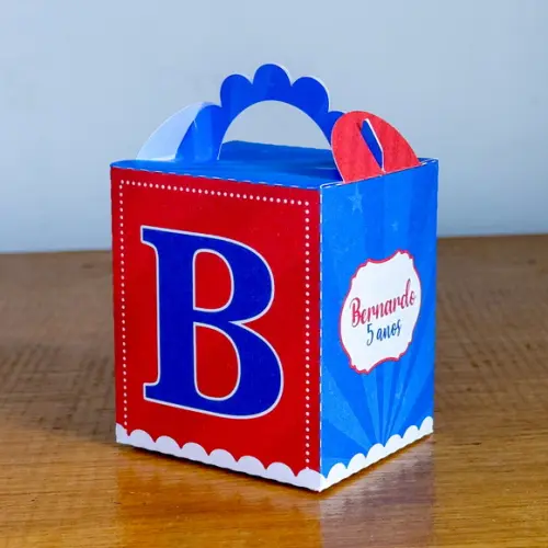 Kit 50 Caixas Vermelho e Azul Personalizada (pegue e Monte)