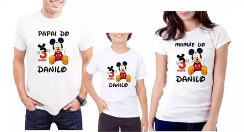 Kit Camisetas Personalizadas Mickey 3 Unidades