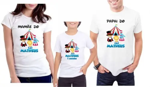 Kit Camisetas Personalizadas Circo 3 Unidades